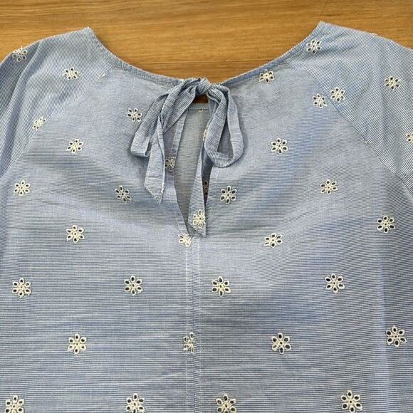 Sanctuary Viola Cotton Embroidered Eyelet Top Medium Blue and White - Picture 7 of 7